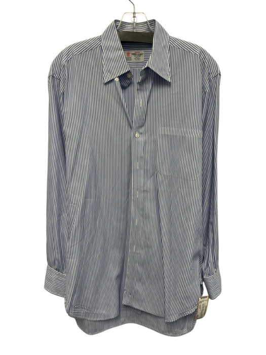 Turnbull & Asser Size Est M Blue & White Cotton Striped Men's Long Sleeve Shirt Blue & White / Est M