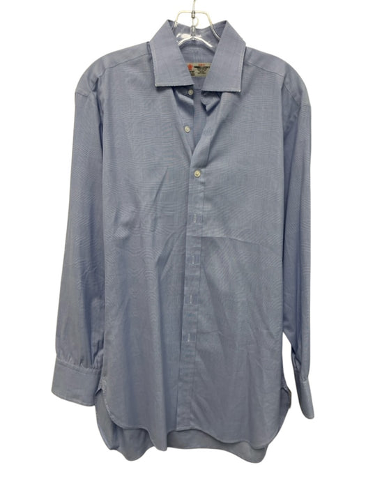 Turnbull & Asser AS IS Size est 16 Blue Cotton Plaid Button Up Long Sleeve Shirt Blue / est 16