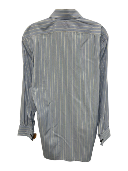 Turnbull & Asser Size est 16 Blue & Yellow Cotton Striped Long Sleeve Shirt Blue & Yellow / est 16