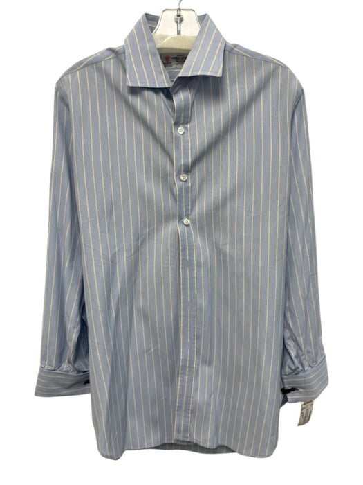 Turnbull & Asser Size est 16 Blue & Yellow Cotton Striped Long Sleeve Shirt Blue & Yellow / est 16