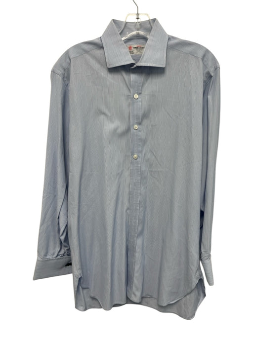 Turnbull & Asser Size est 16 Blue & White Cotton Striped Men's Long Sleeve Shirt Blue & White / est 16