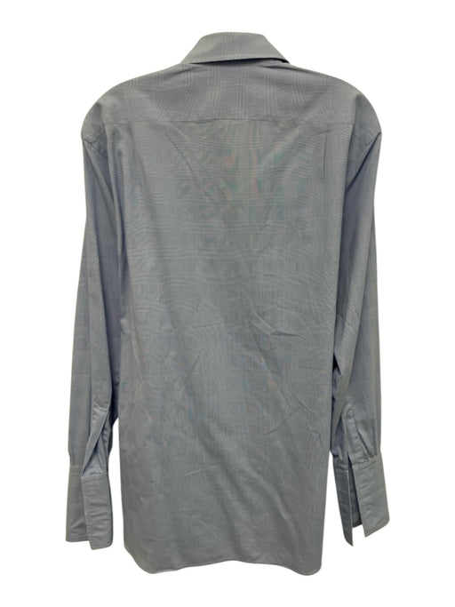 Turnbull & Asser Size est 16 Blue Cotton Plaid Button Up Men's Long Sleeve Shirt Blue / est 16