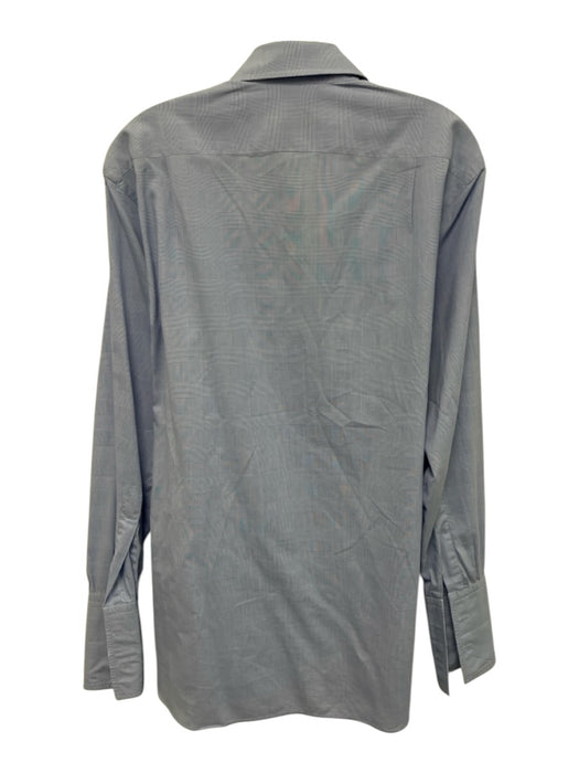 Turnbull & Asser Size est 16 Blue Cotton Plaid Button Up Men's Long Sleeve Shirt Blue / est 16