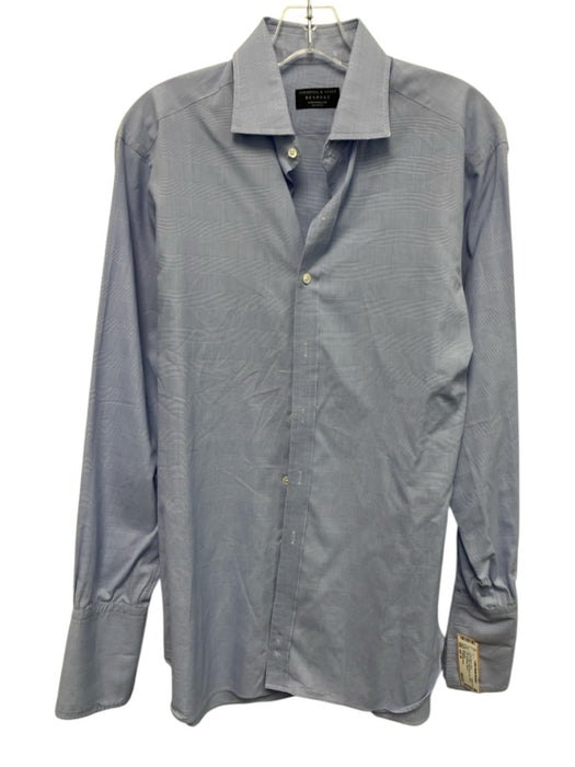 Turnbull & Asser Size est 16 Blue Cotton Plaid Button Up Men's Long Sleeve Shirt Blue / est 16