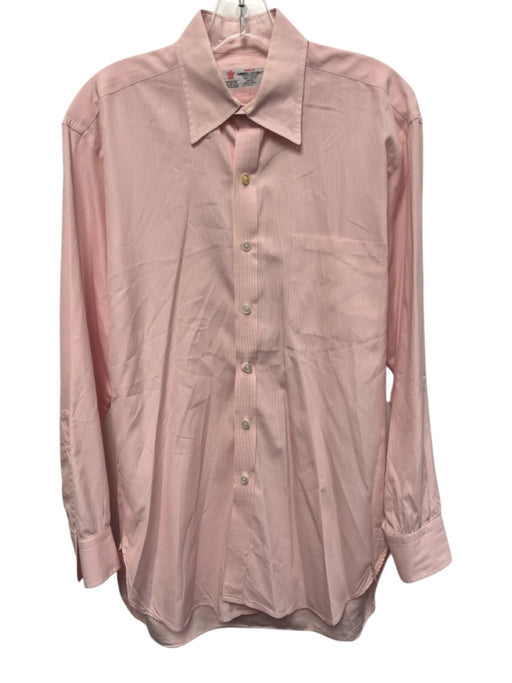 Turnbull & Asser Size est 16 Pink & White Cotton Grid Men's Long Sleeve Shirt Pink & White / est 16