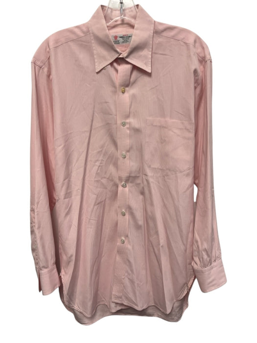 Turnbull & Asser Size est 16 Pink & White Cotton Grid Men's Long Sleeve Shirt Pink & White / est 16