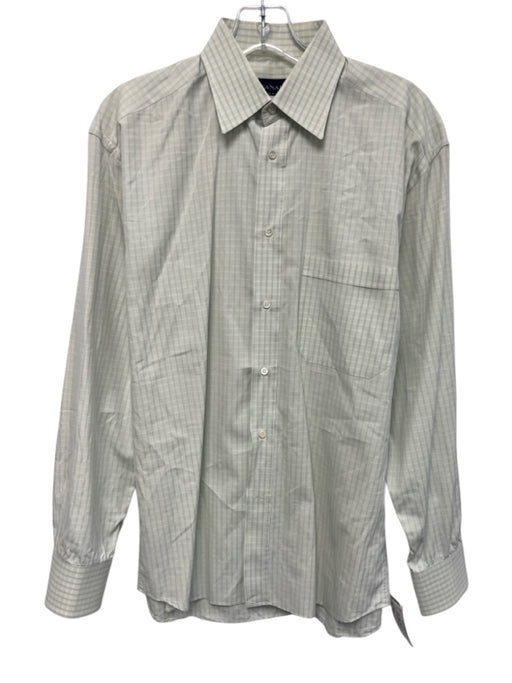 Canali Size 15.5 Green Cotton Plaid Front Pocket Men's Long Sleeve Shirt Green / 15.5