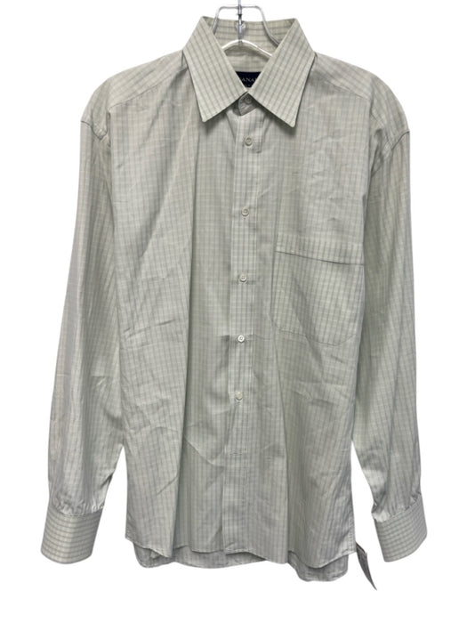 Canali Size 15.5 Green Cotton Plaid Front Pocket Men's Long Sleeve Shirt Green / 15.5