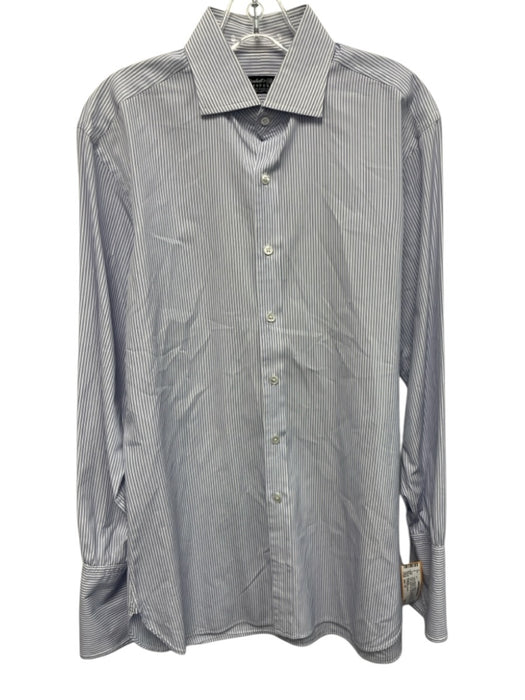 Turnbull & Asser Size est 16 Blue & White Cotton Striped Men's Long Sleeve Shirt Blue & White / est 16