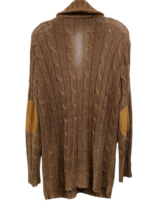 Ralph Lauren Size L Brown Linen Knit Long Sleeve Long Cardigan Sweater Brown / L