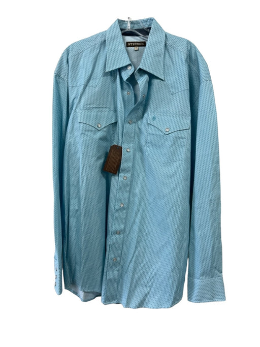 Stetson NWT Size XL Light Blue & White Cotton Blend Abstract Long Sleeve Shirt XL