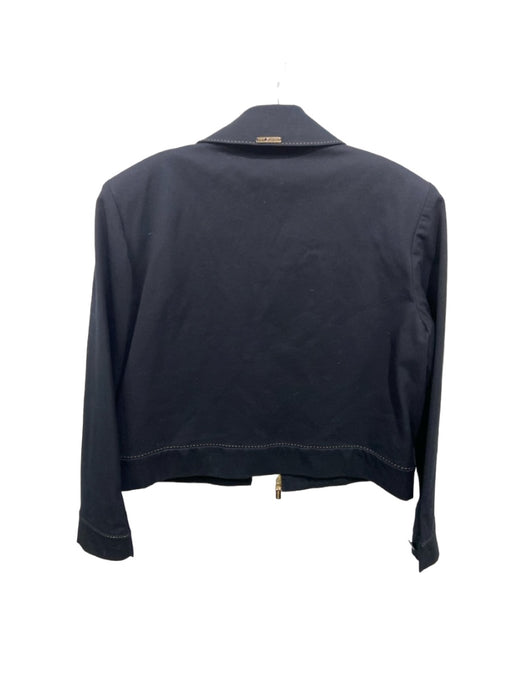St John Sport Size L Black Cotton & Spandex Collar zipper front Jacket Black / L
