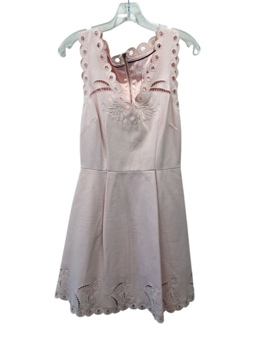Ted Baker Size 2 Light Pink Polyester Sleeveless Embroidered Detail Dress Light Pink / 2