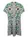Tory Burch Size 4 White, Green & Pink Cotton Short Sleeve Floral Abstract Dress White, Green & Pink / 4