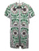 Tory Burch Size 4 White, Green & Pink Cotton Short Sleeve Floral Abstract Dress White, Green & Pink / 4