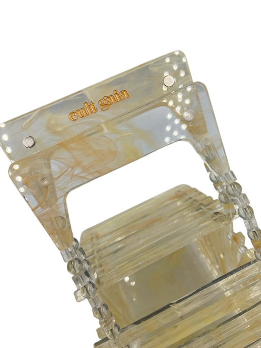 Cult Gaia Yellow & Clear Acrylic Half circle Magnetic Snap Basket Bag Handle Bag Yellow & Clear