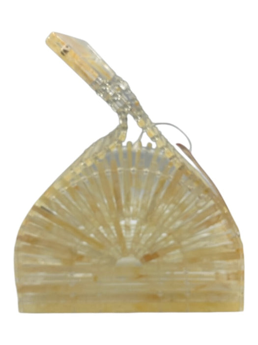 Cult Gaia Yellow & Clear Acrylic Half circle Magnetic Snap Basket Bag Handle Bag Yellow & Clear