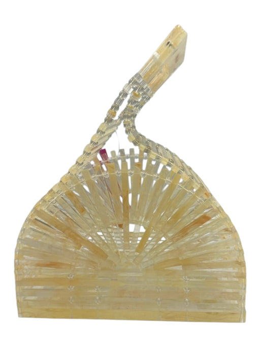 Cult Gaia Yellow & Clear Acrylic Half circle Magnetic Snap Basket Bag Handle Bag Yellow & Clear