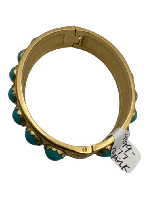 Tory Burch Gold & Blue Metal Clasp Studs Hinge Bracelet Gold & Blue