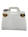 Salvatore Ferragamo White & Gold Leather Metal Hardware Button Close Bag White & Gold / S