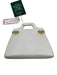 Salvatore Ferragamo White & Gold Leather Metal Hardware Button Close Bag White & Gold / S