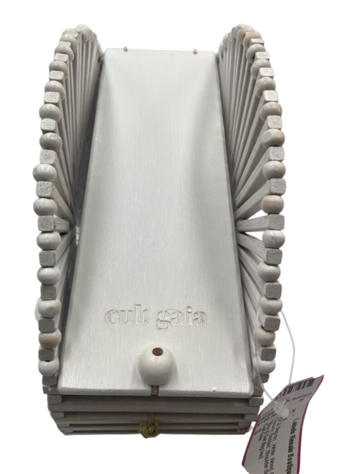 Cult Gaia White Wood Flap Closure Beaded Shoulder Bag Bag White / S