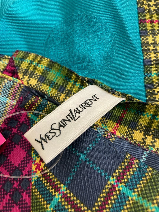 Yves Saint Laurent Blue, Purple, Multi Silk All Over Print Flannel scarf Blue, Purple, Multi