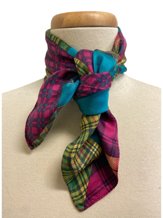 Yves Saint Laurent Blue, Purple, Multi Silk All Over Print Flannel scarf Blue, Purple, Multi