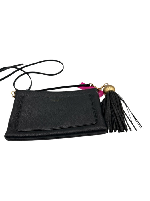 Tory Burch Black Leather Zip Close Crossbody Tassel Bag Black / S/M