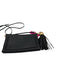 Tory Burch Black Leather Zip Close Crossbody Tassel Bag Black / S/M
