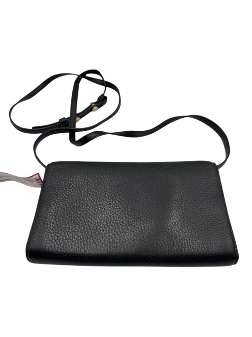 Tory Burch Black Pebbled Leather Magnetic  Flap Crossbody Bag Black / S