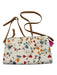 Tory Burch White & Multi Pebbled Leather Zip Close Crossbody Floral Bag White & Multi / S