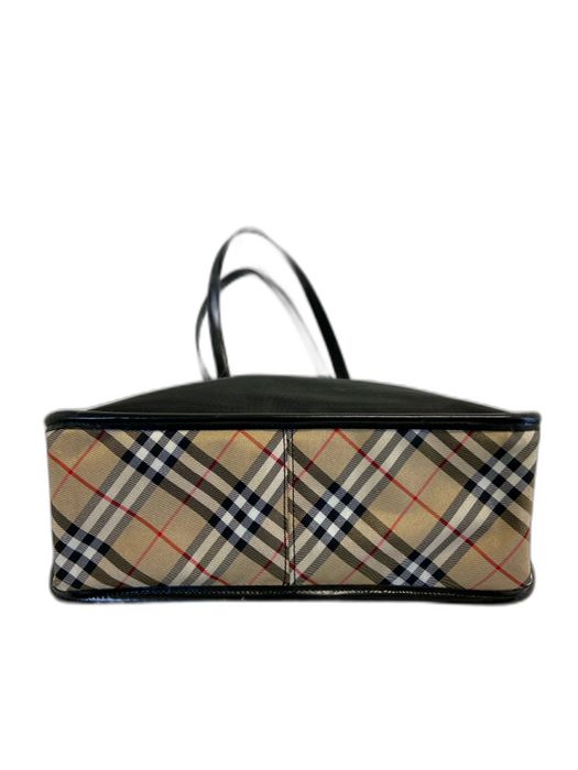 Burberry Blue Label Black & Multi Nylon Zip Close Magnetic Close Novacheck Bag Black & Multi / S/M