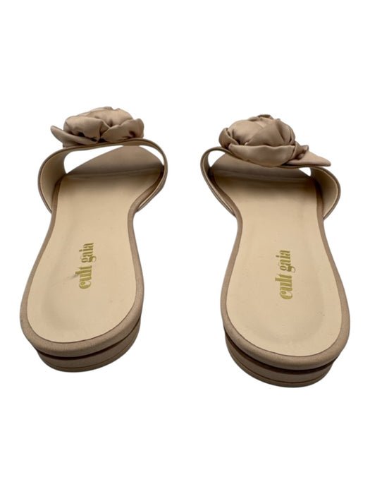 Cult Gaia Shoe Size 39 Champagne Gold Satin open toe Rose Slides Sandals Champagne Gold / 39