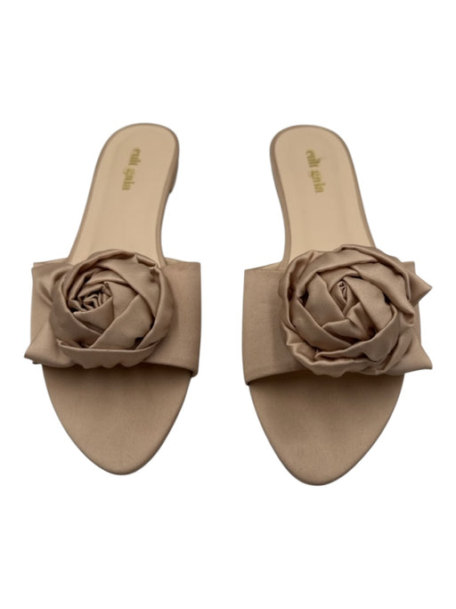 Cult Gaia Shoe Size 39 Champagne Gold Satin open toe Rose Slides Sandals Champagne Gold / 39