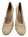 Tory Burch Shoe Size 8 Beige & Brown Leather Woven Chunky Heel Sandals Beige & Brown / 8
