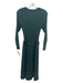 Shoshanna Size S Jade Green Viscose & Nylon Ribbed Long Sleeve Fit & Flare Dress Jade Green / S