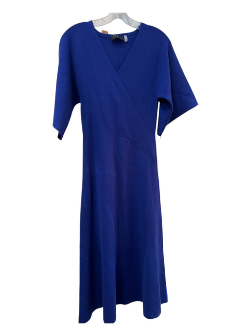 Elie Tahari Size XS Royal Blue Viscose Blend V Neck Half Sleeve Maxi Dress Royal Blue / XS