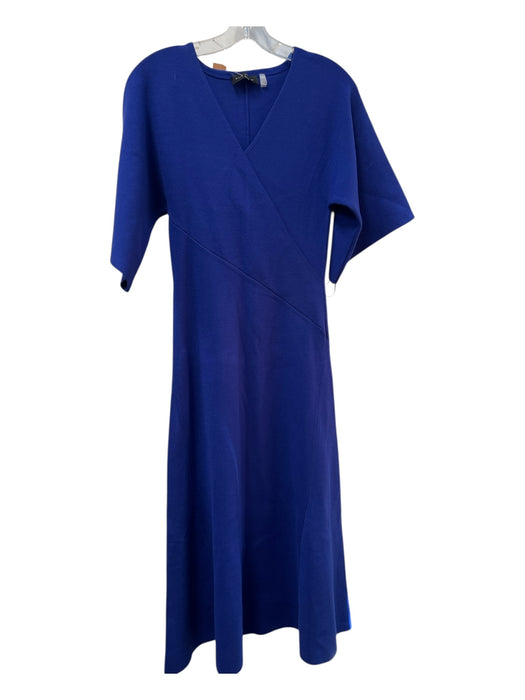 Elie Tahari Size XS Royal Blue Viscose Blend V Neck Half Sleeve Maxi Dress Royal Blue / XS