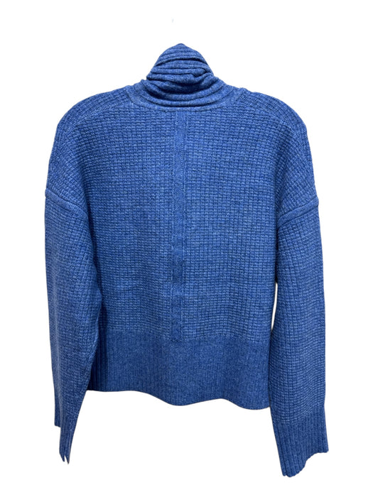 Central Park West Size S Blue Nylon Blend Knit Long Sleeve Neck Tie Sweater Blue / S