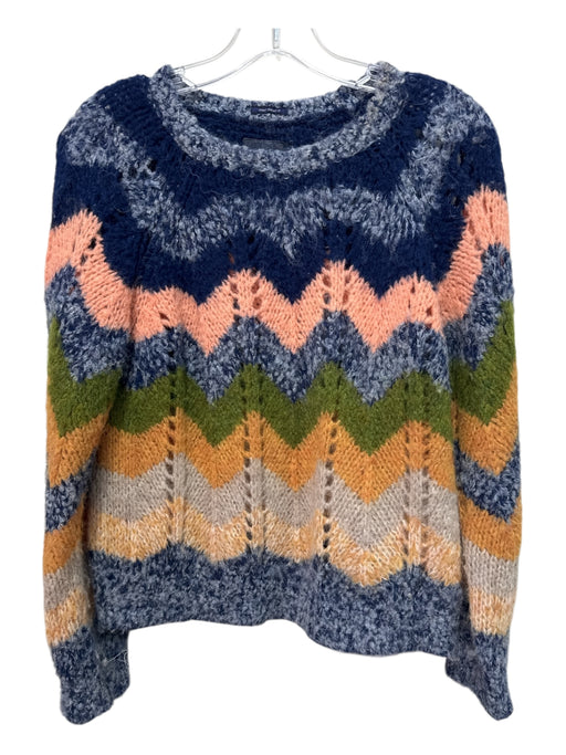 Mother Size S Blue, Green & Multi Alpaca Blend Open Knit Chevron Sweater Blue, Green & Multi / S
