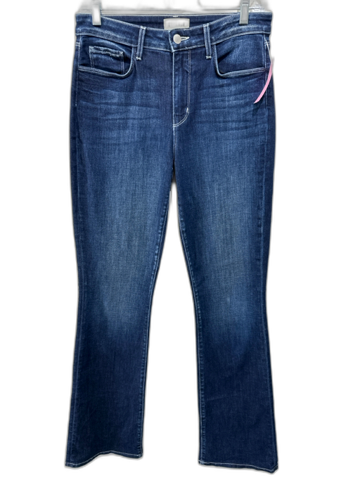 L'agence Size 27 Dark Wash Cotton Blend Zip & Button Whiskering Jeans Dark Wash / 27