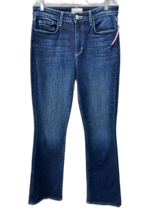 L'agence Size 27 Dark Wash Cotton Blend Zip & Button Whiskering Jeans Dark Wash / 27