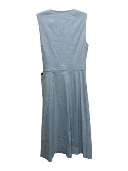Theory Size 2 Light Blue Linen Blend Belted Waist Sleeveless Wrap V Neck Dress Light Blue / 2