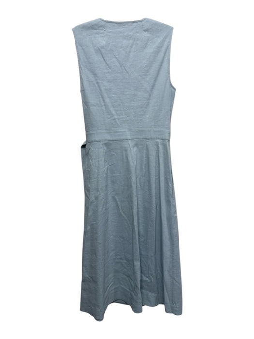 Theory Size 2 Light Blue Linen Blend Belted Waist Sleeveless Wrap V Neck Dress Light Blue / 2