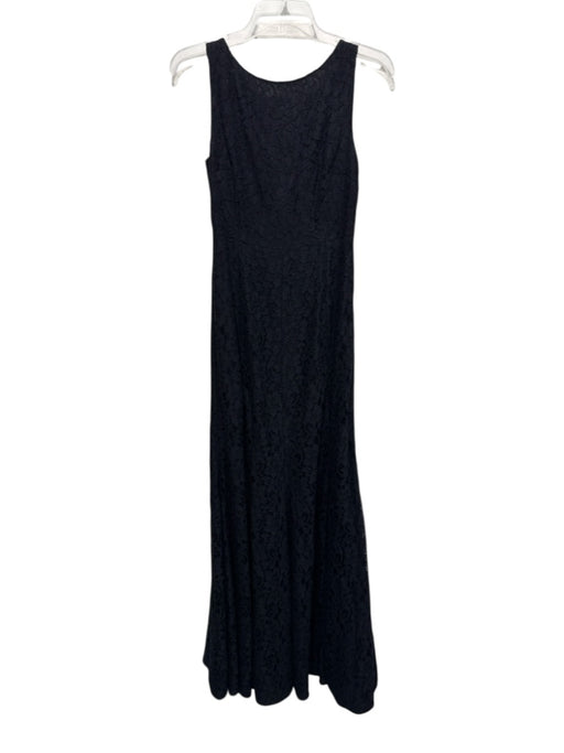 Diane Von Furstenberg Size 6 Black Rayon Blend V Neck Lace Overlay Gown Black / 6