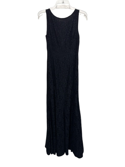 Diane Von Furstenberg Size 6 Black Rayon Blend V Neck Lace Overlay Gown Black / 6