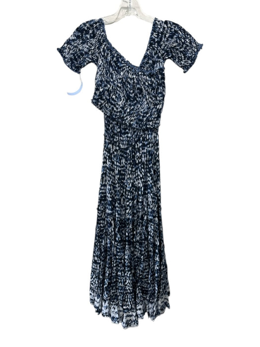 Poupette St. Barth Size XS Navy & white Viscose Criss Cross Short Sleeve Dress Navy & white / XS