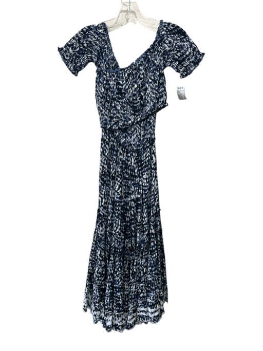 Poupette St. Barth Size XS Navy & white Viscose Criss Cross Short Sleeve Dress Navy & white / XS