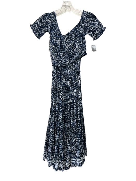 Poupette St. Barth Size XS Navy & white Viscose Criss Cross Short Sleeve Dress Navy & white / XS